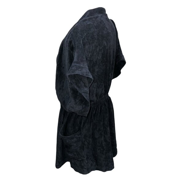 Vintage Gerry 70's Terrycloth Bath Robe Sz Medium Womens Black Short Sleeve Bath - Picture 2 of 12